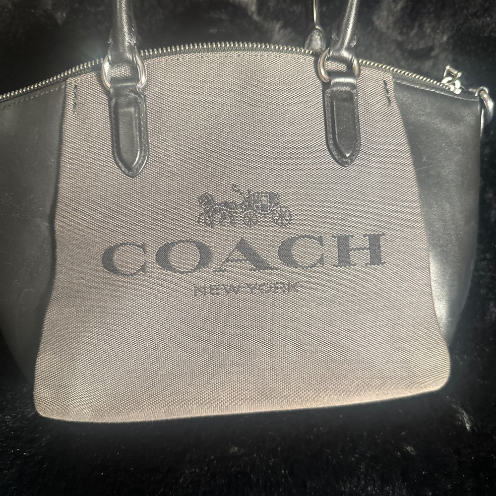 Coach New York Black Canvas & Leather Logo Tote